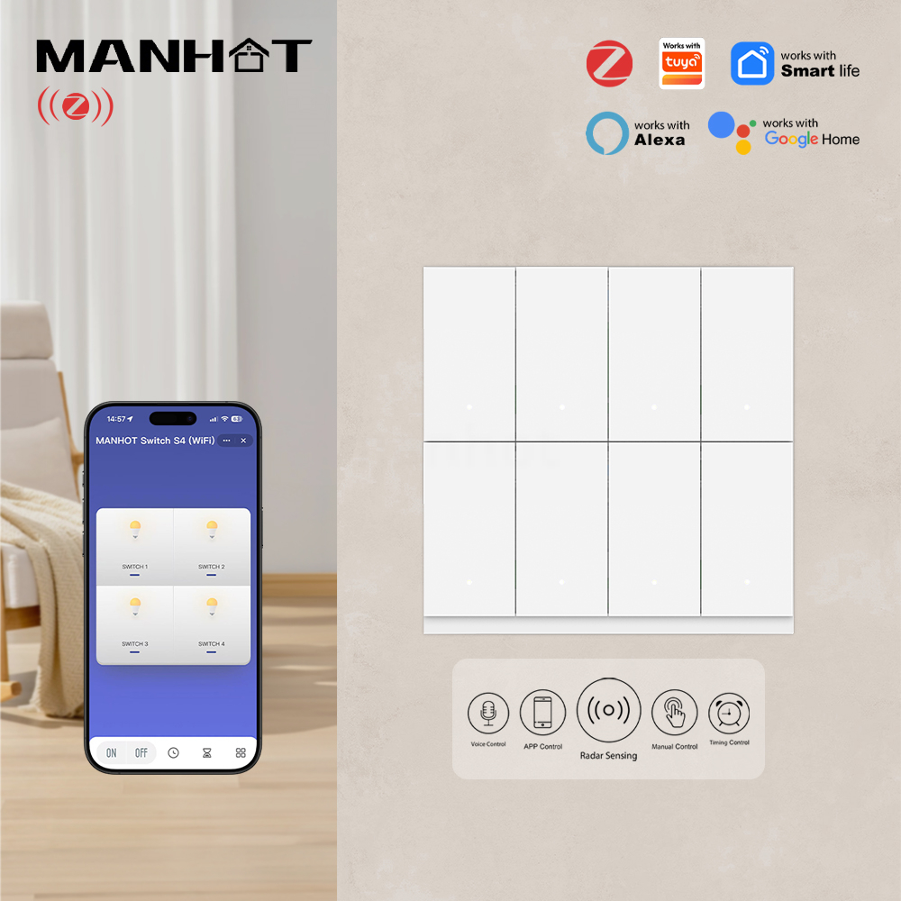 MANHOT 6/8 Gang WiFi Zigbee Sm - Smart Light Switch Wifi recension och pris